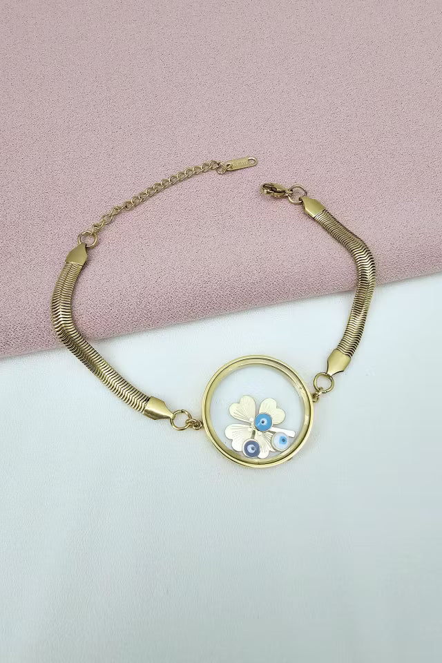 Stål, klöverarmband med öppningslock