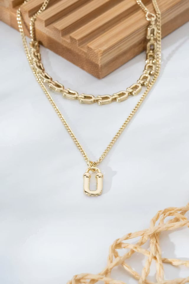 Guldfärg Tjock kedja Detaljerad dubbel U-formad halsband