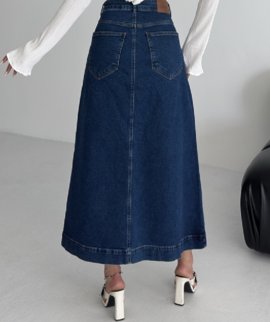 Blå A-linjeformad midikjol