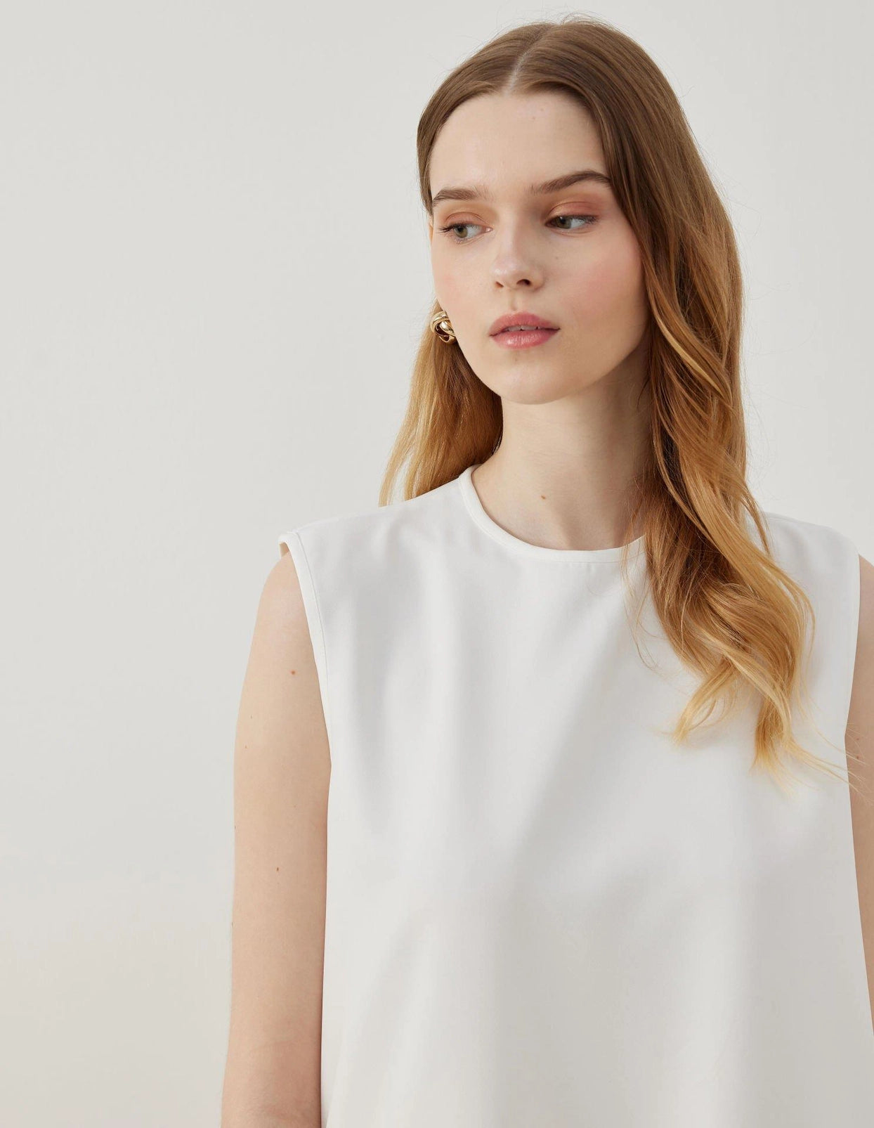 Plisserad vit t-shirt