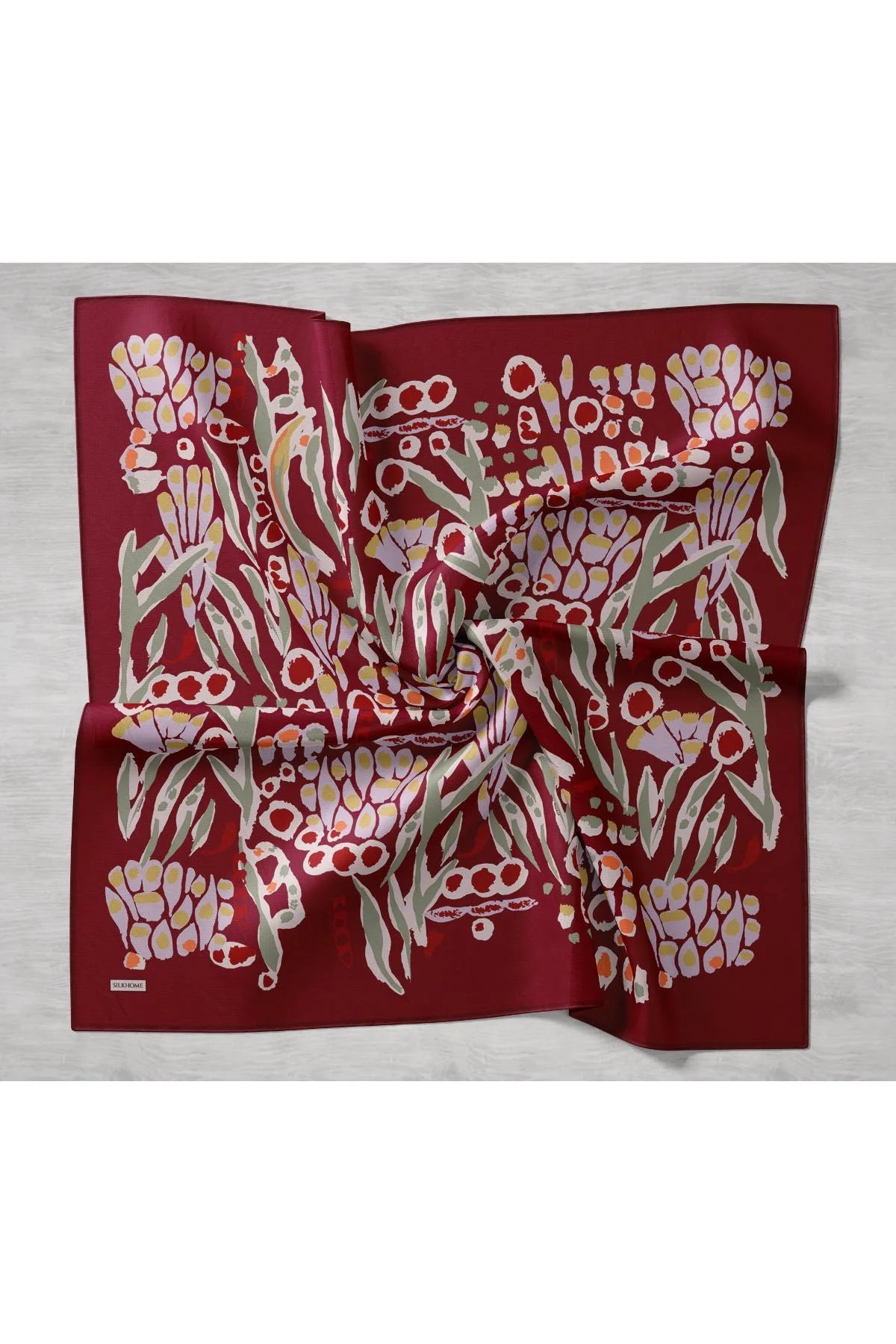 Twill İpek Mercan Eşarp Bordo 90x90