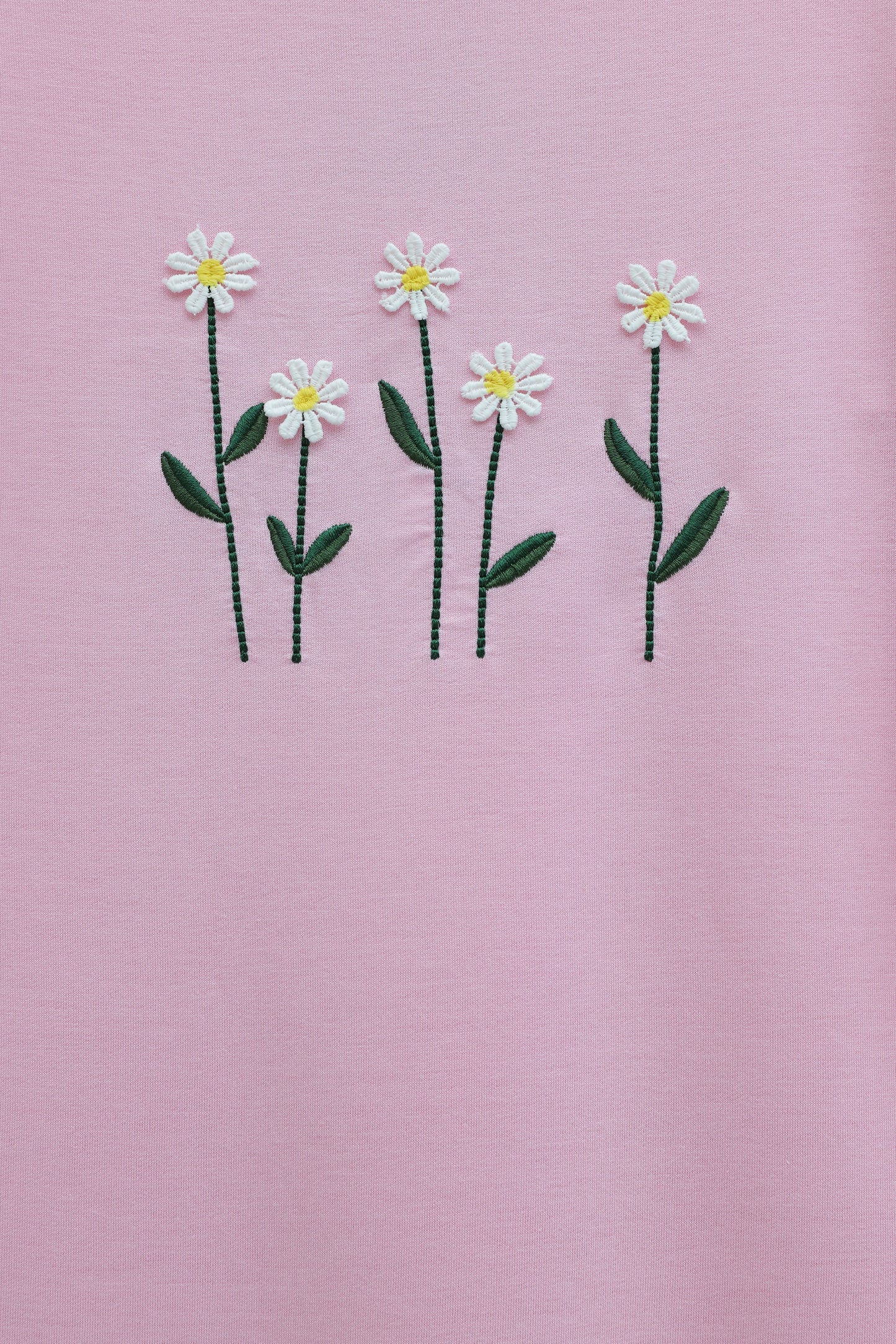 Tunika med broderad daisy-krage i bomull - Rosa