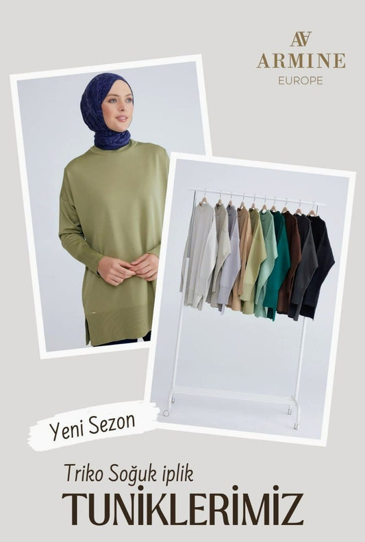 Armine stickad tunika Ljusgrå