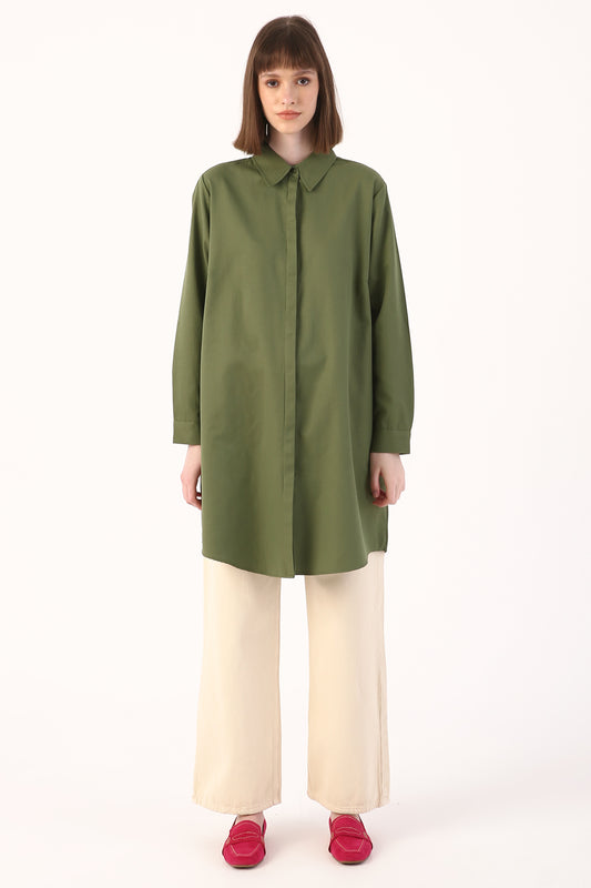 Allday Plus Size Skjorta Tunika - Grön