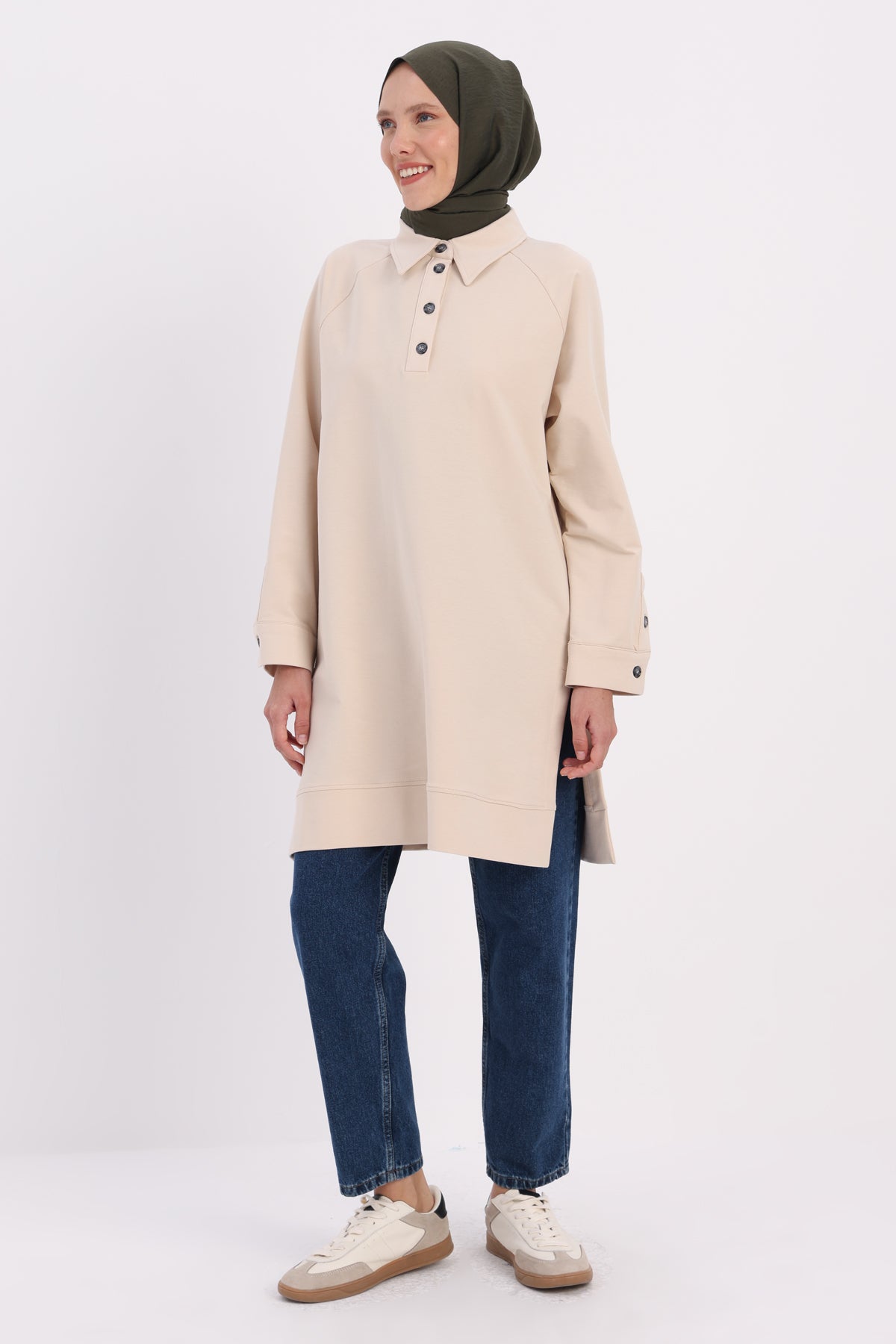 Allday Skjortkrage Tunika- Sten färg