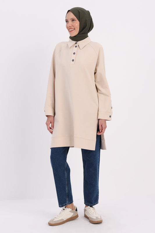 Allday Skjortkrage Tunika- Sten färg