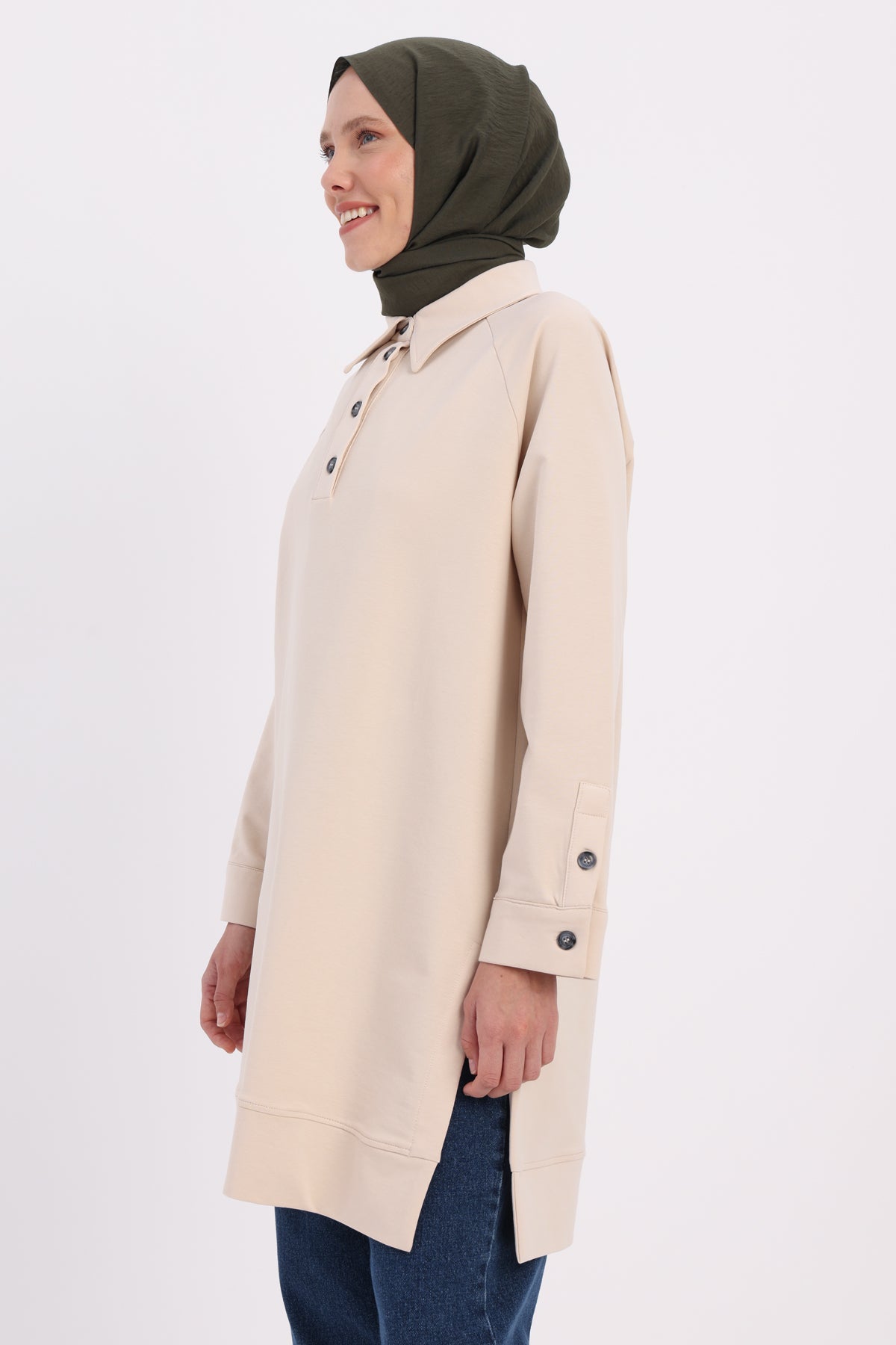 Allday Skjortkrage Tunika- Sten färg