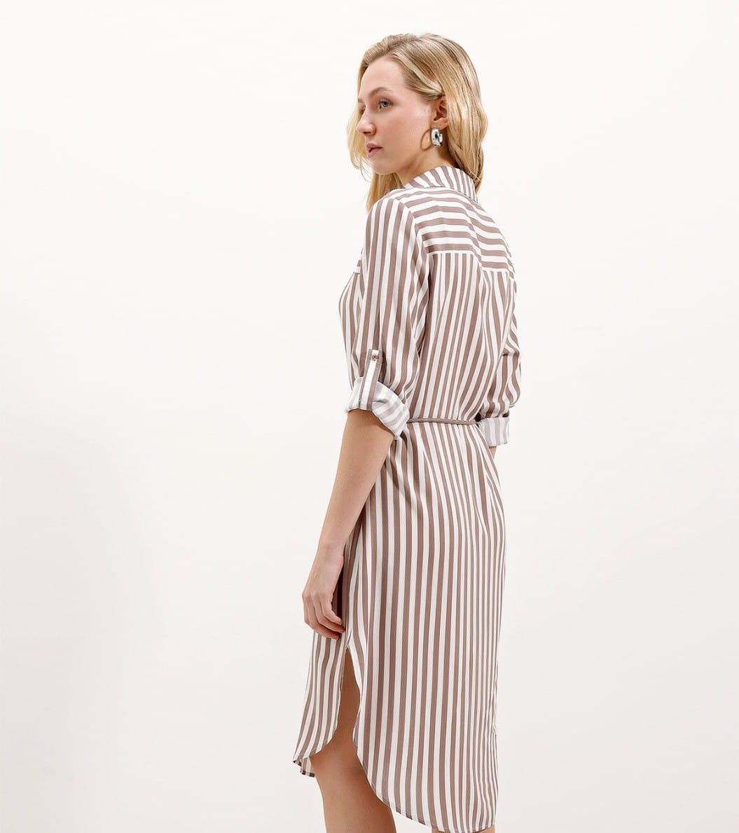 Bigdart Randig skjorta med bälte - Mink