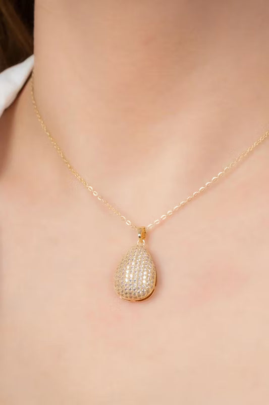 Halsband i stål Zirkon sten