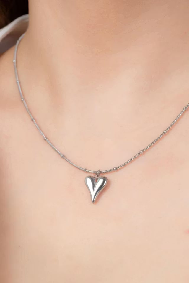 Stål hjärta Silver halsband
