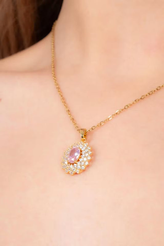 Stål Rosa Sten Halsband