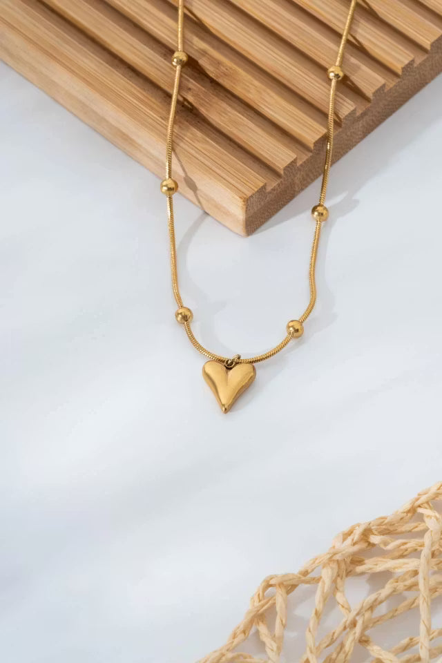 Stål guld hjärta halsband