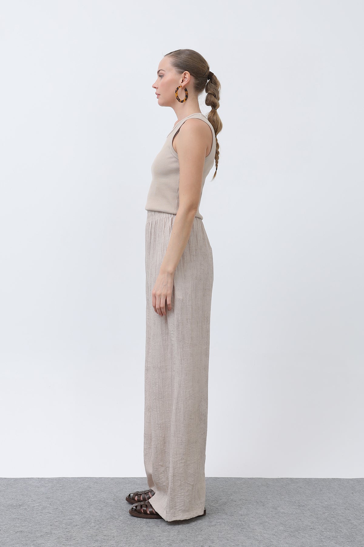 Dambyxor med elastisk midja, breda