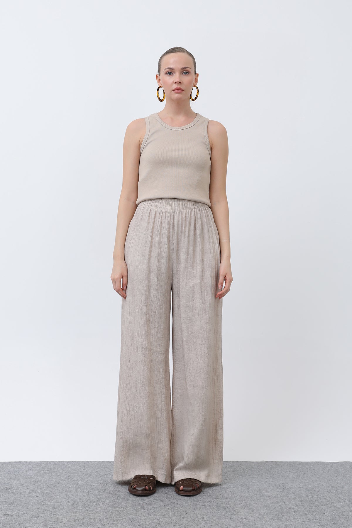 Dambyxor med elastisk midja, breda