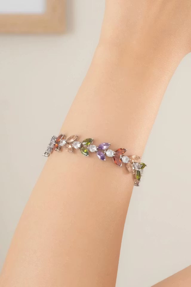 Vip Leaf Model Colorful och Diamond Stone Armband
