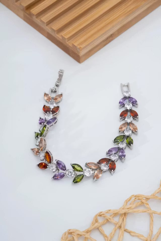 Vip Leaf Model Colorful och Diamond Stone Armband