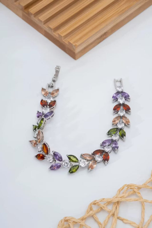 Vip Leaf Model Colorful och Diamond Stone Armband