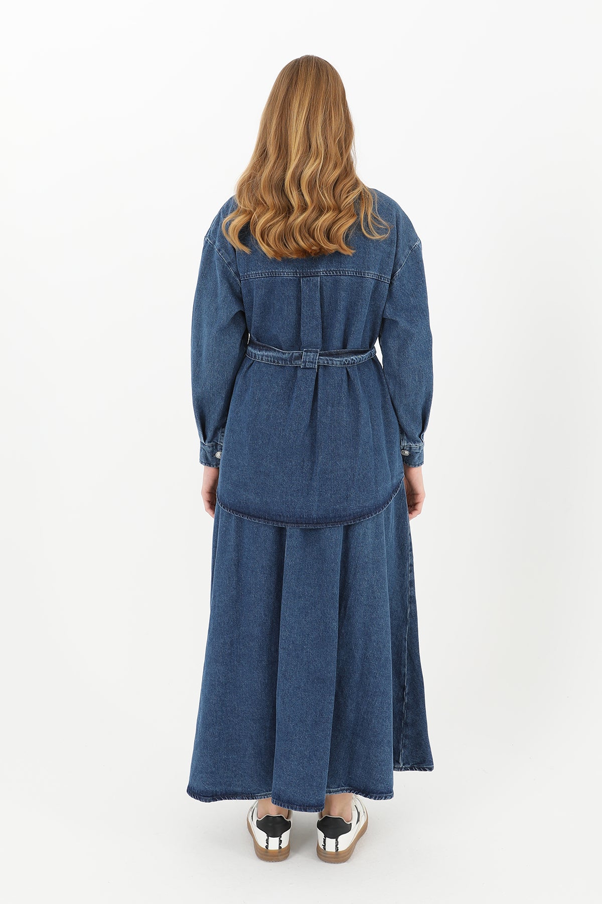 Set med denimskjortkjol för kvinnor