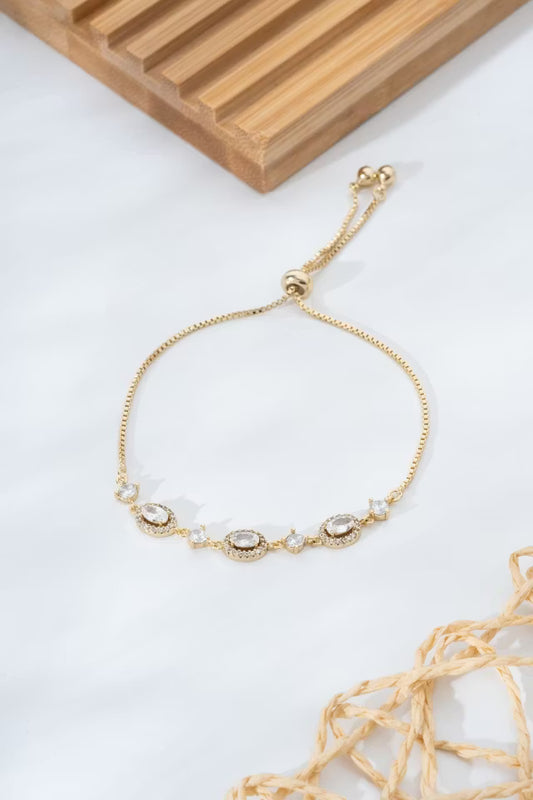 XUPING Oval Stone Detaljerad Guld Gul Justerbar Xuping Armband