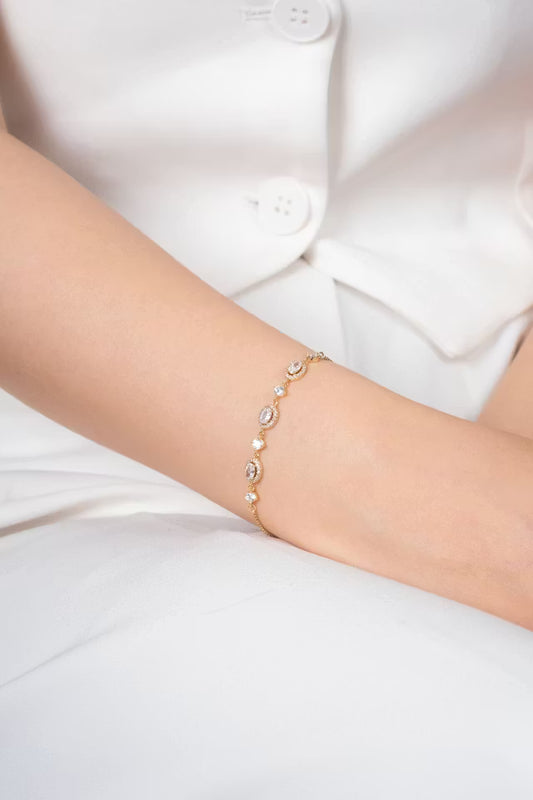 XUPING Oval Stone Detaljerad Guld Gul Justerbar Xuping Armband