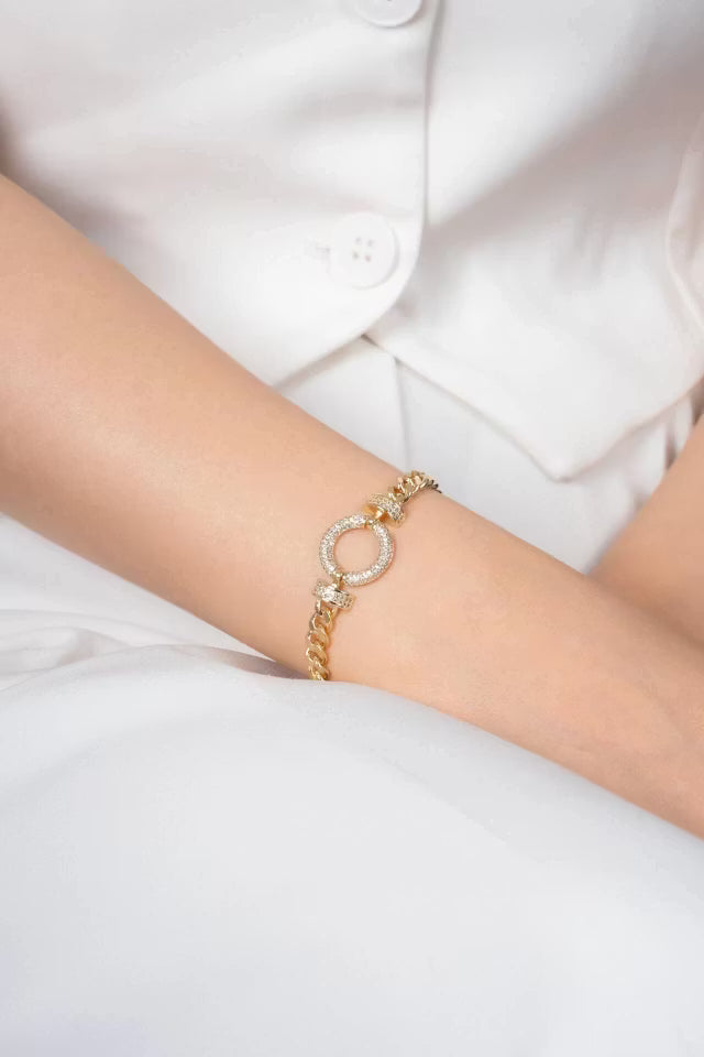 Guld Gul sten Detaljerad tjock kedja VIP-armband