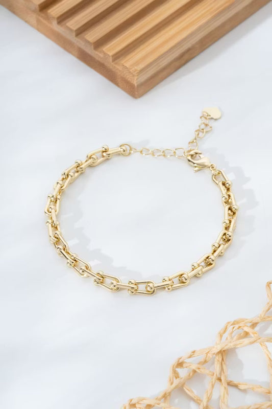 Guldfärgad boll Detaljerad kedjelook VIP-armband