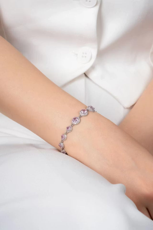 Silverfärg Rosa sten Detaljerat VIP-armband