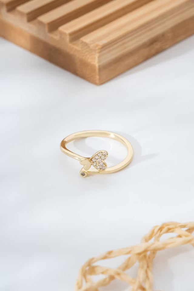 Butterfly Figured Stone Detaljerad Guld Gul Dam Ring
