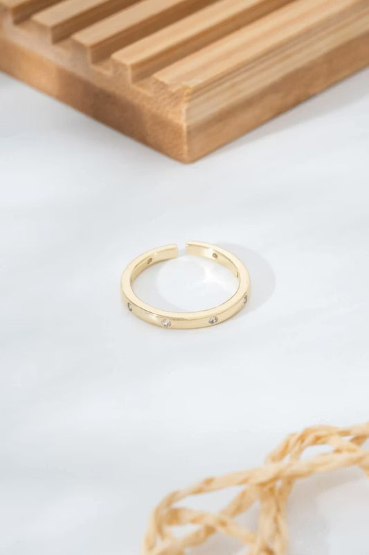 Minimal Stone Detaljerad Guld Justerbar Ring