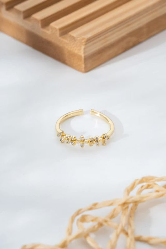 Blommotiv Sten Detaljerad Guld Gul Justerbar Ring