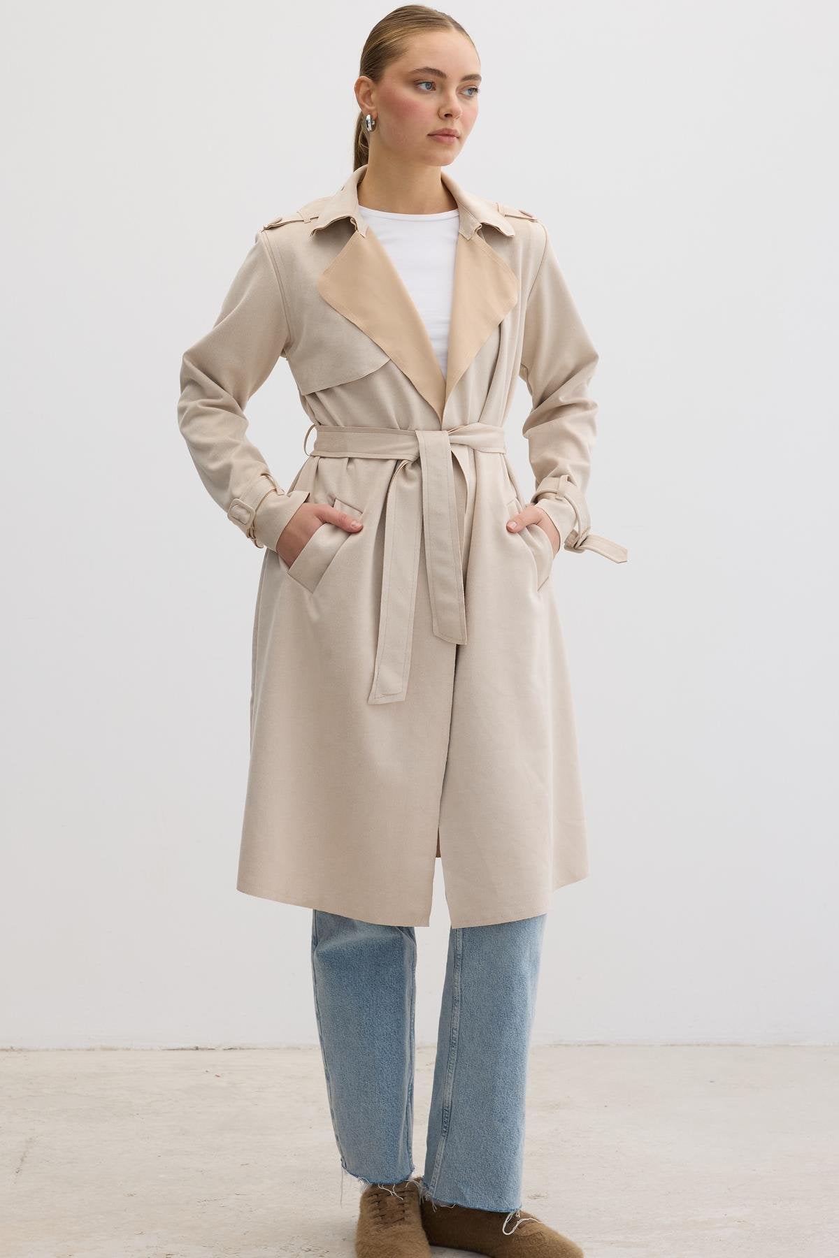 Mocka Trenchcoat - Stenfärgad