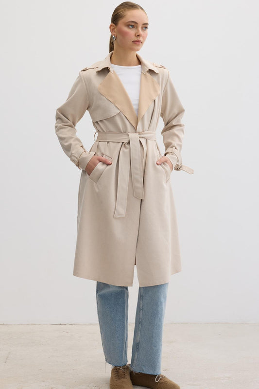 Mocka Trenchcoat - Stenfärgad