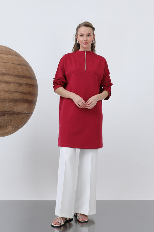 Puane Tunika med dragkedja - mörkröd