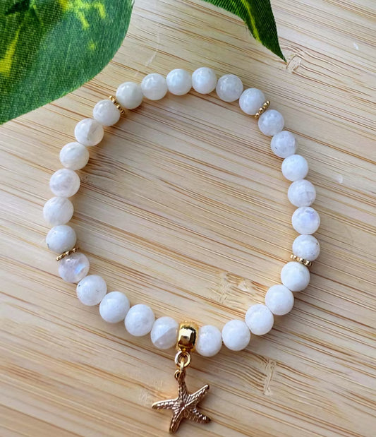 Månstens armband med stjärna (6mm)