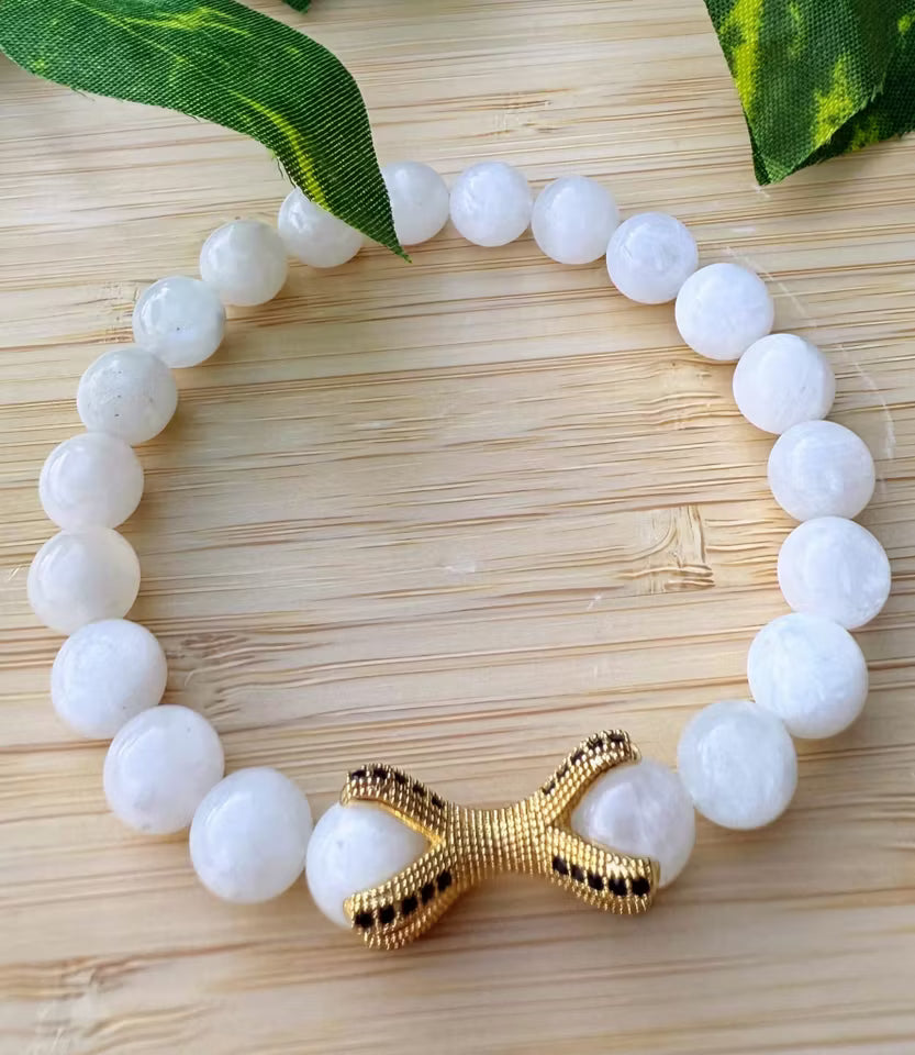 Månstensarmband med sjöstjärna (8 mm)