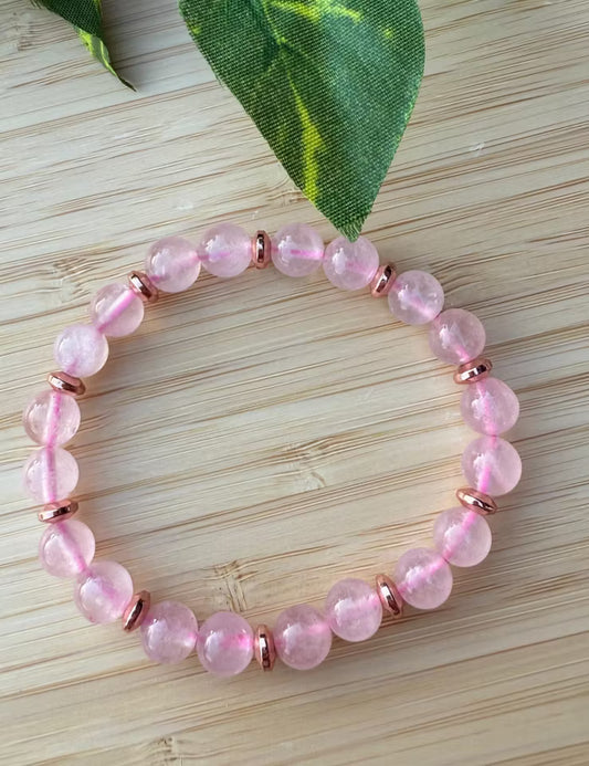 Rosenkvarts sten armband (8mm)