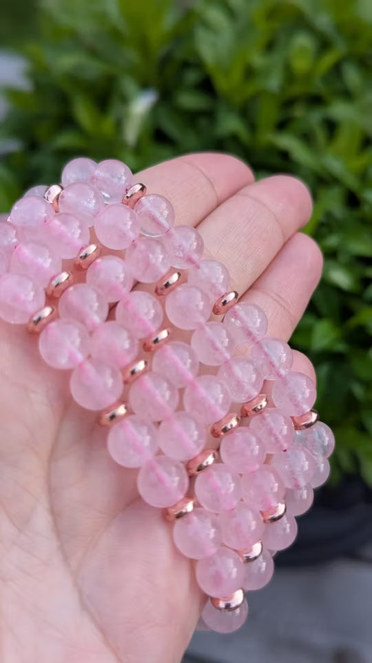 Rosenkvarts sten armband (8mm)