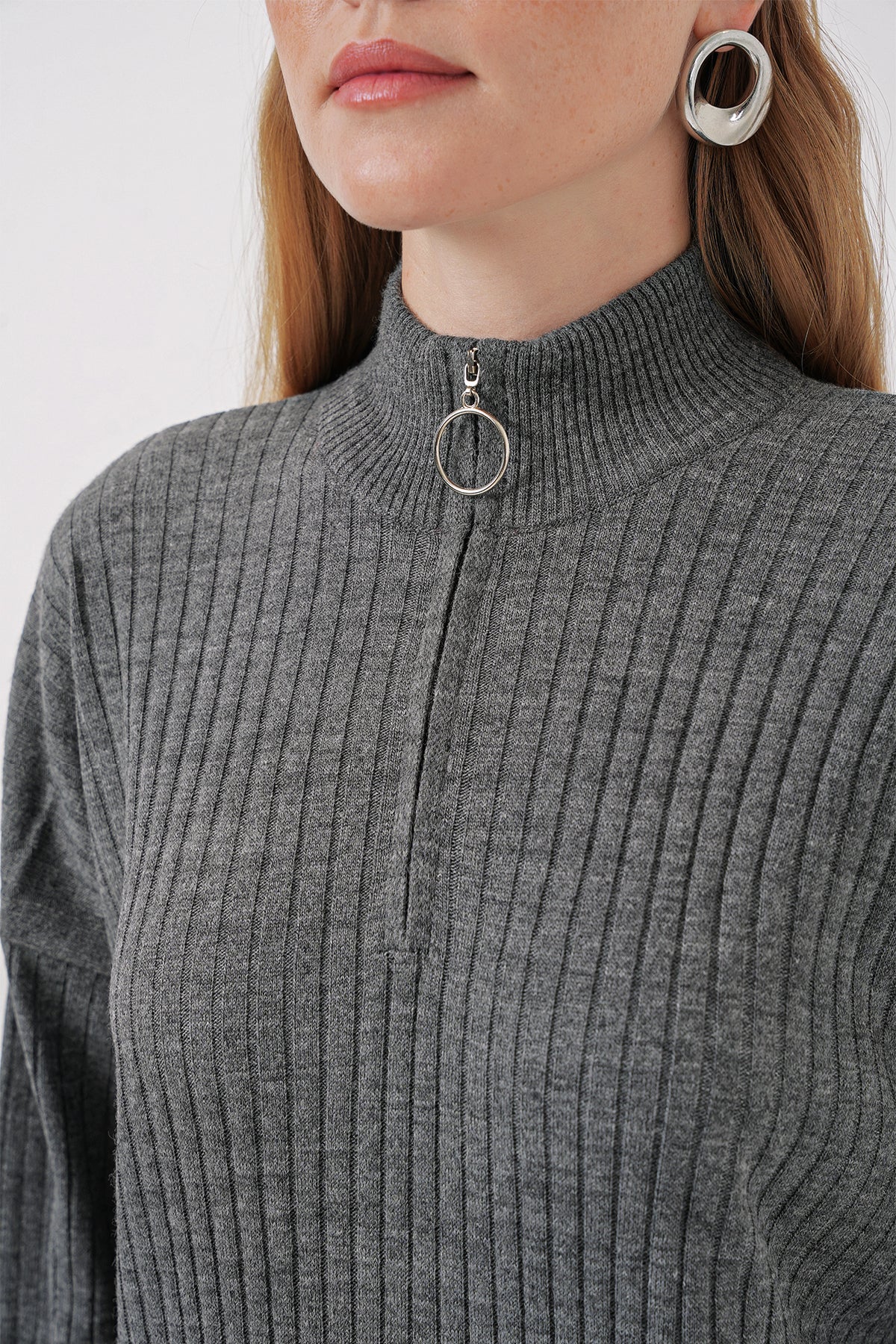 Bigdart Stickad klänning - Antracit (Standart)