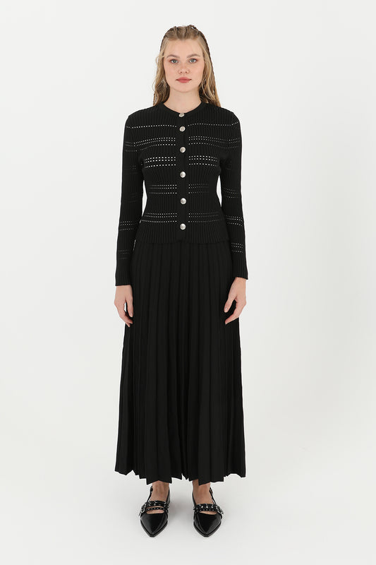 Puane Stickad kjolkostym - Svart
