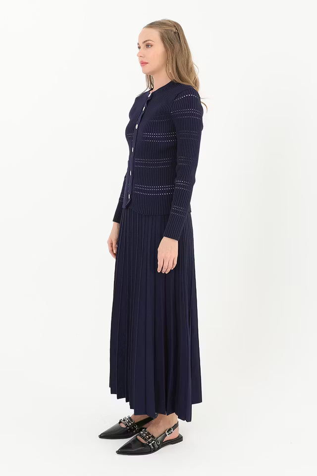 Puane Stickad kjolkostym - Marinblå