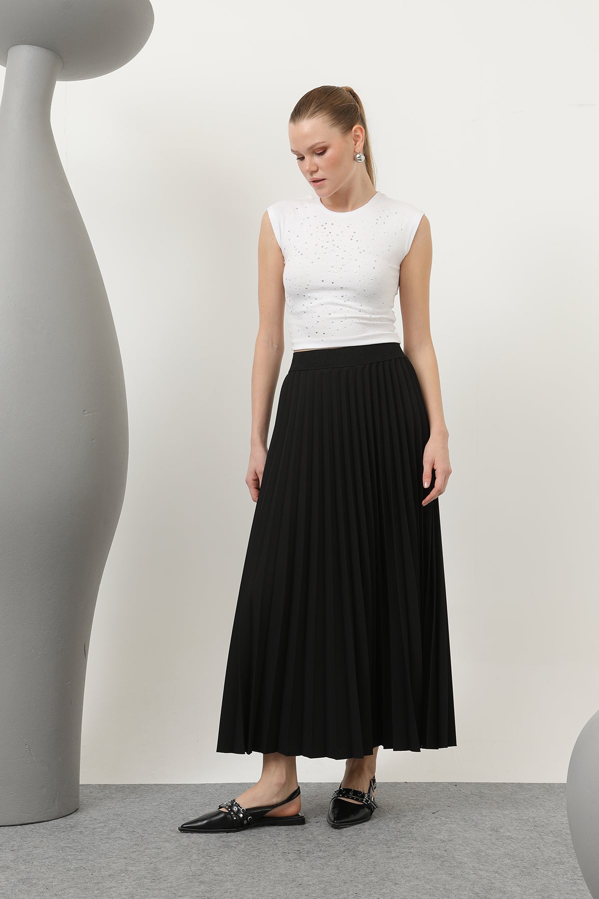 Plisserad kjol - Svart