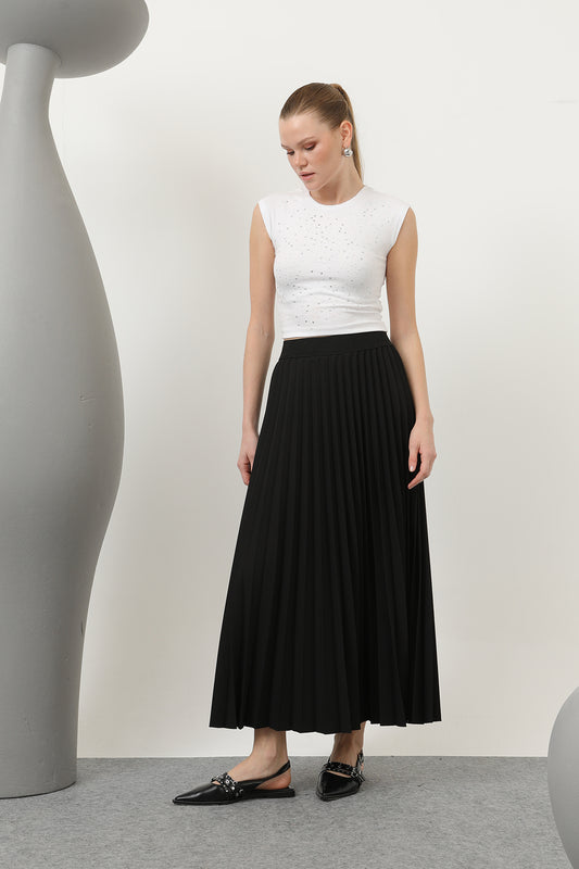 Plisserad kjol - Svart