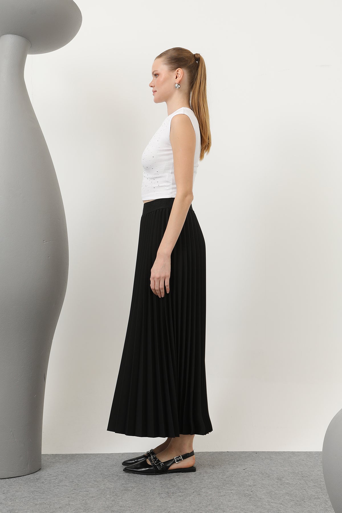 Plisserad kjol - Svart