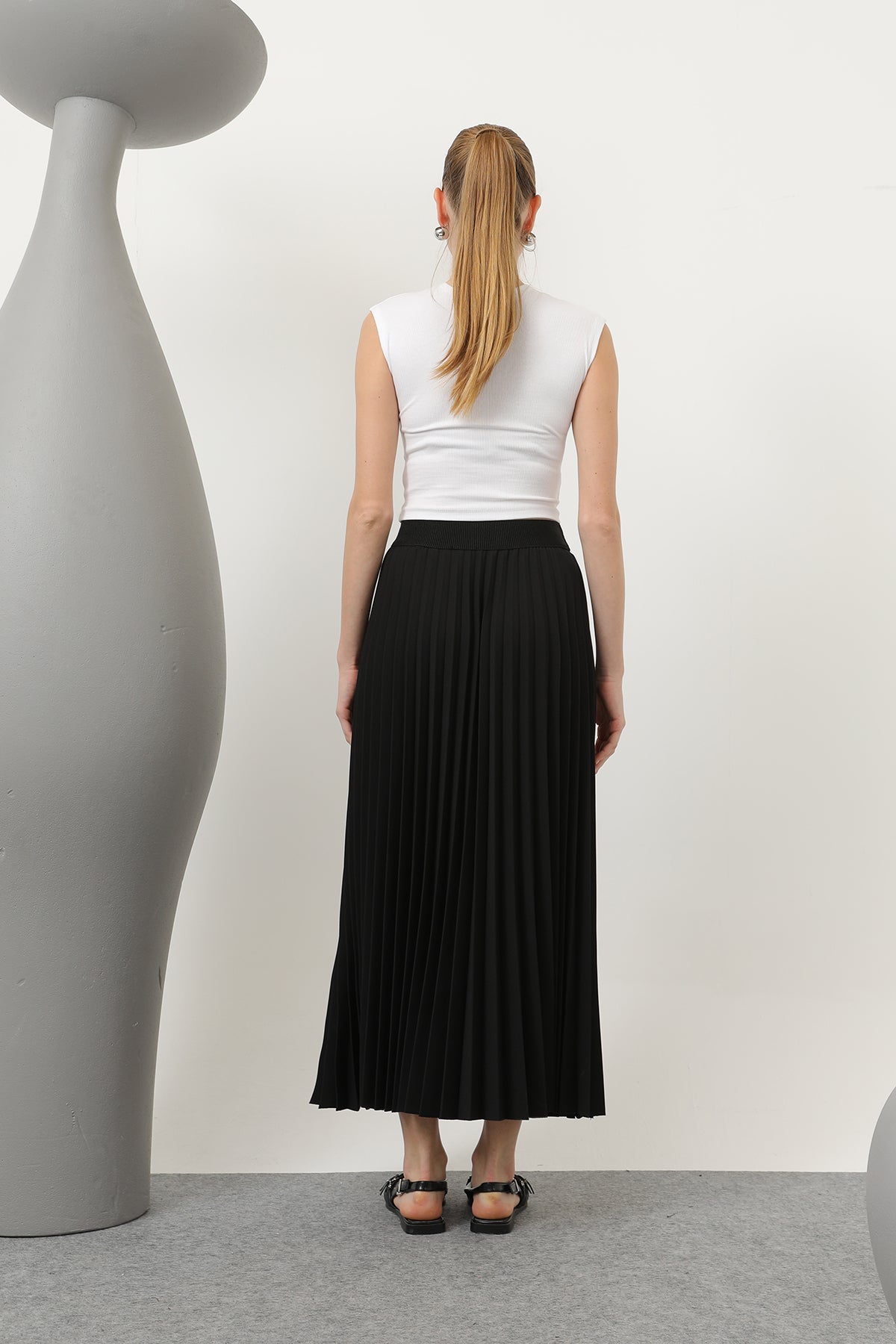 Plisserad kjol - Svart