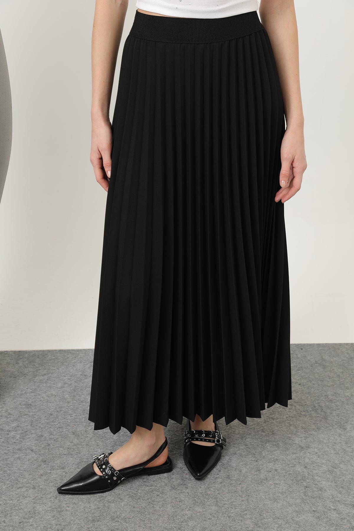 Plisserad kjol - Svart