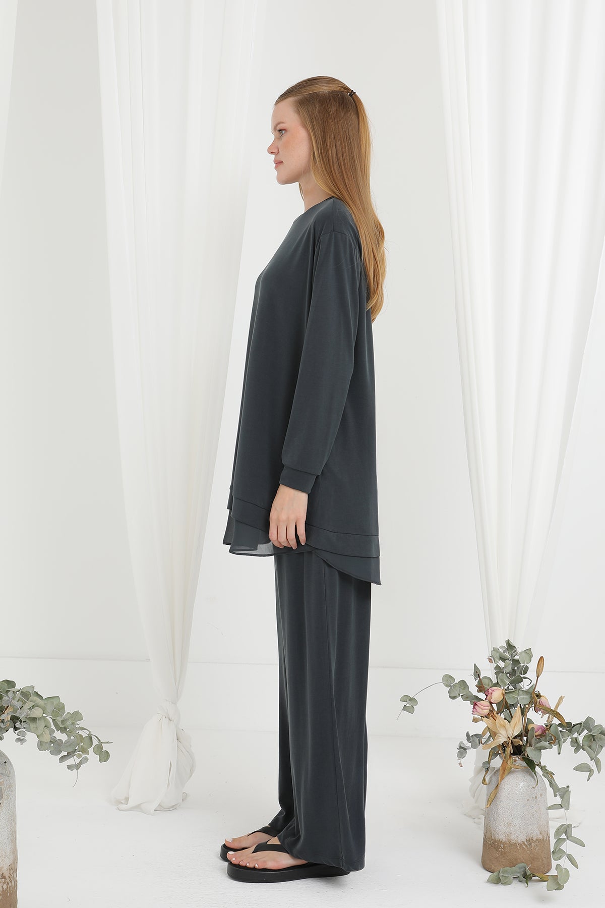 Elegant grå hijab-set