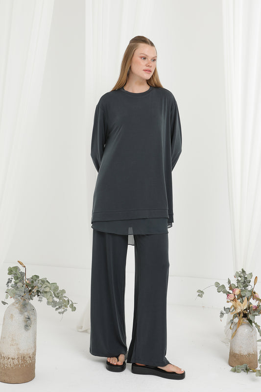 Elegant grå hijab-set