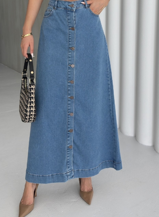 Lång denimkjol