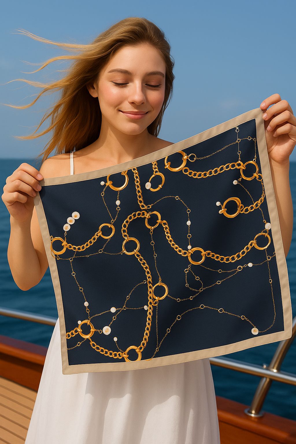 Elegant marinblå sjal