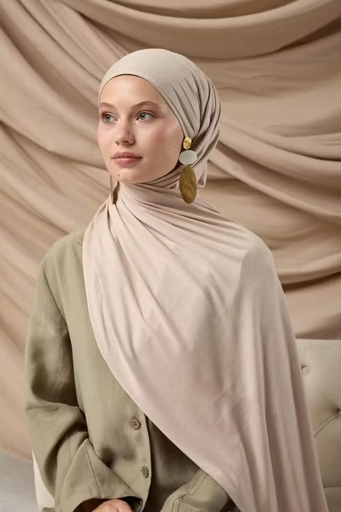 Premium Kammad Sjal 65002-10 Ljus Mink